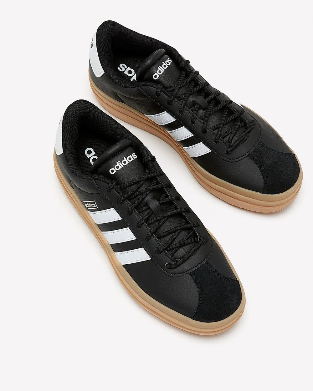 Penningtons Regular Width Black Leather Court Sneaker Adidas Black 11