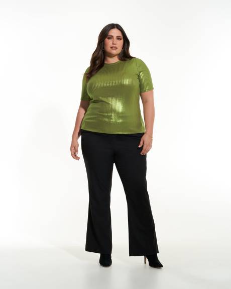 Haut ajusté en tricot côtelé avec manches mi-longues - Addition Elle