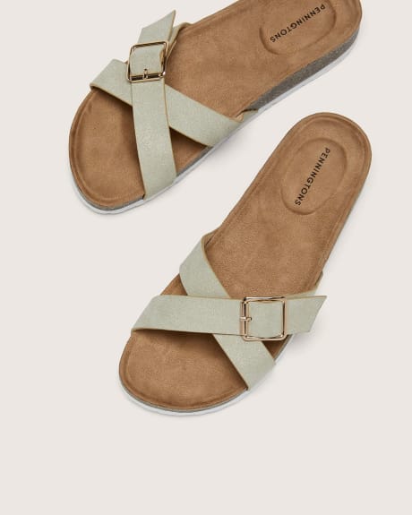 Extra Wide Width, Buckled Criss Cross Sandals