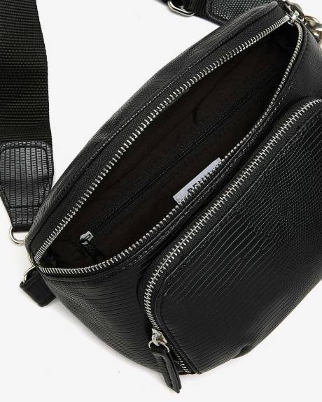 Sac banane noir à texture de serpent