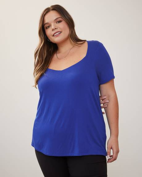 Short-Sleeve A-Line Knit Top
