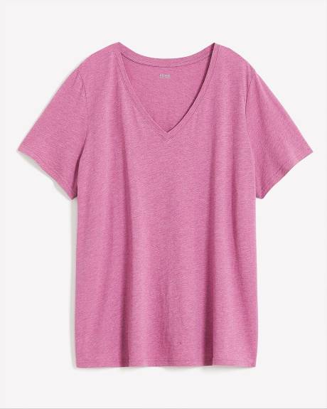 T-shirt avec col en V, coupe boyfriend - Essentiels PENN.