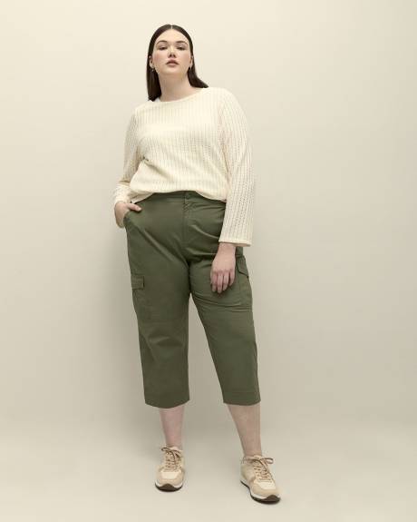Cotton Capri with Ribbed Waistband