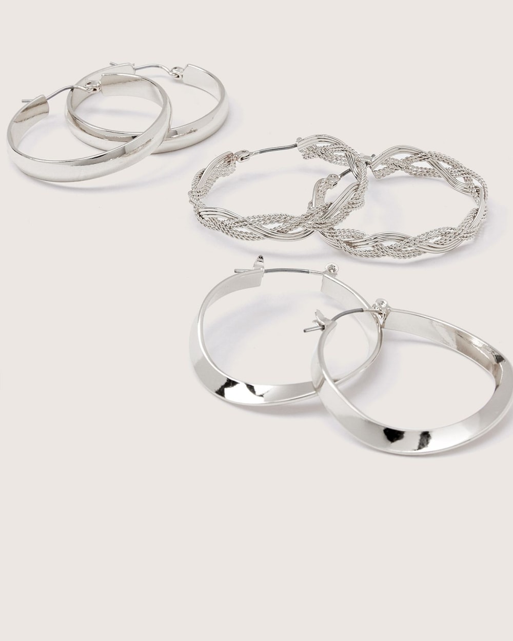 Assorted Medium Hoop Earrings, Set of 3