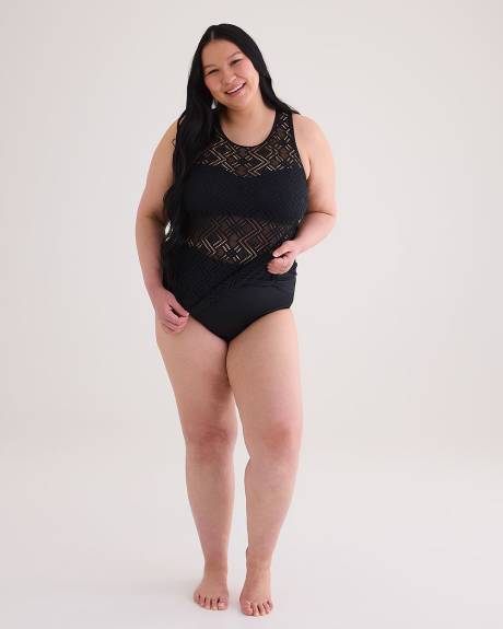 Culotte de maillot noir à taille haute torsadée