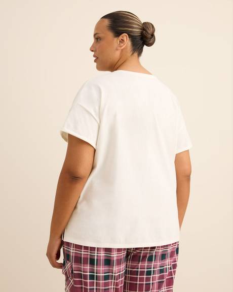 T-shirt de pyjama à manches courtes avec boucle en satin, coupe carrée - ti Voglio