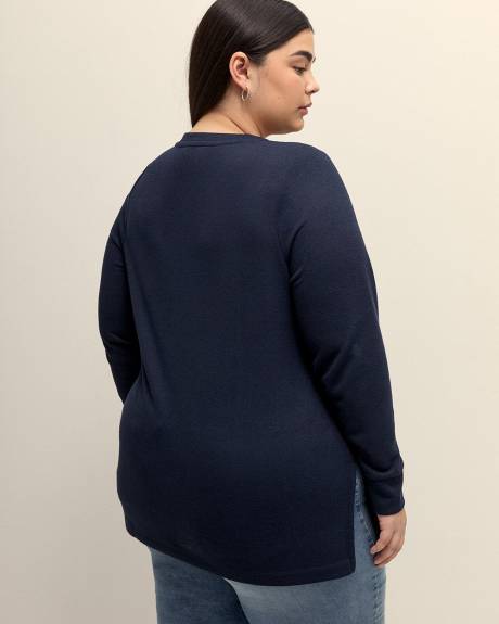 Blue Long-Sleeve Crewneck Tunic