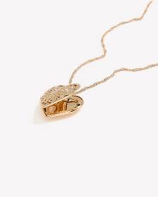 Short Golden Necklace with Heart Pendant