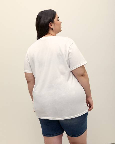 White Short-Sleeve Crewneck Tee with Shelby Cobra Print