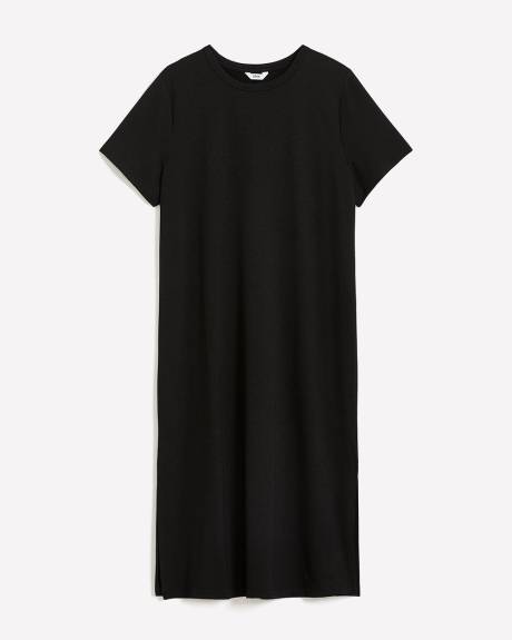 Black Crewneck Column Midi Dress