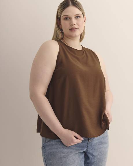 Sleeveless Swing Blouse with Back Bow Tie