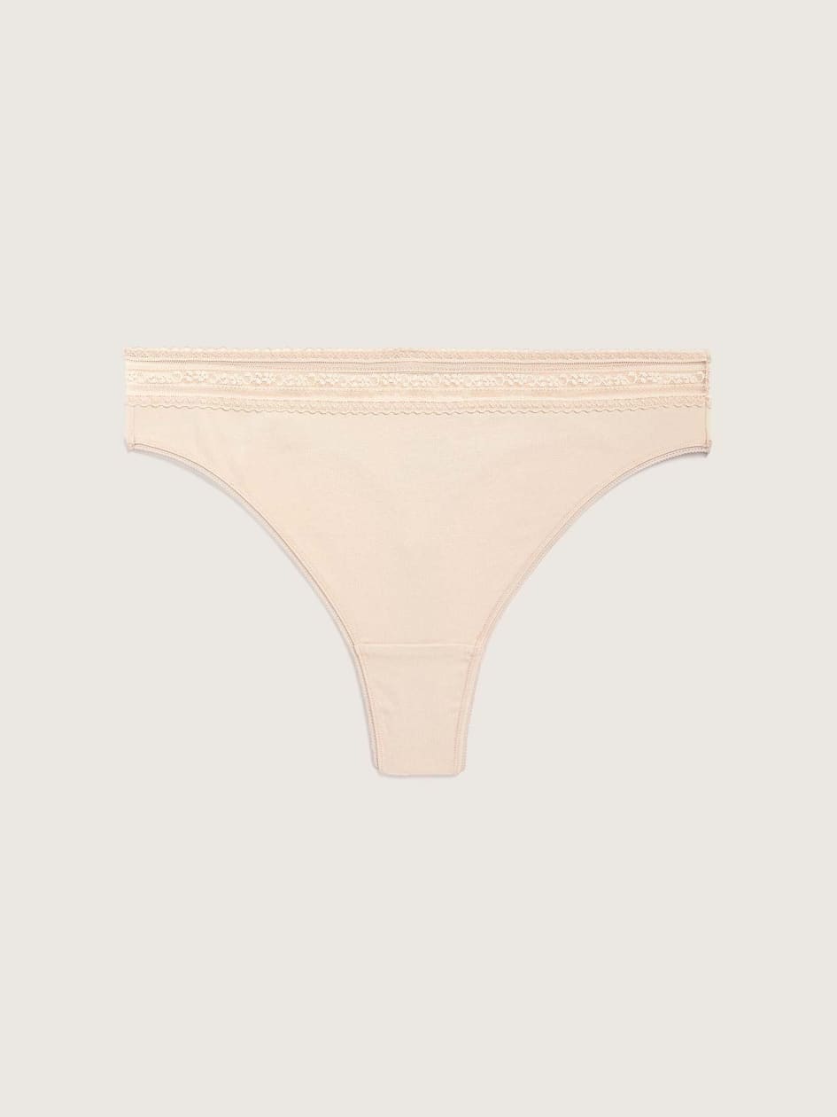 Solid Cotton Thong Panty