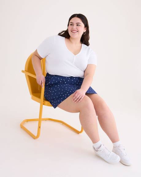 Cotton Skort With Ribbed Waistband