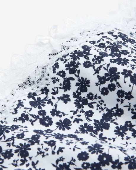 Floral Cotton-Blend Brief with Lace - ti Voglio