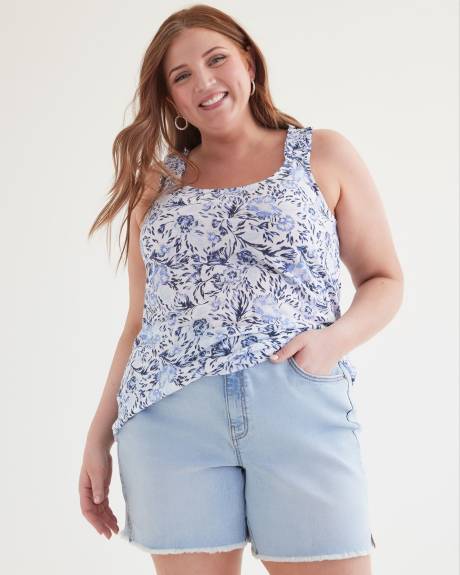 Camisole avec encolure en U et bretelles élastiques, mélange de lin