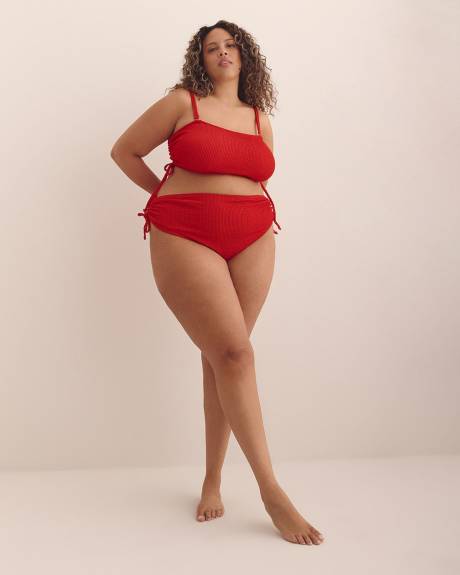 Red Louise Bandeau Bikini Top with Drawstrings - Nana The Brand