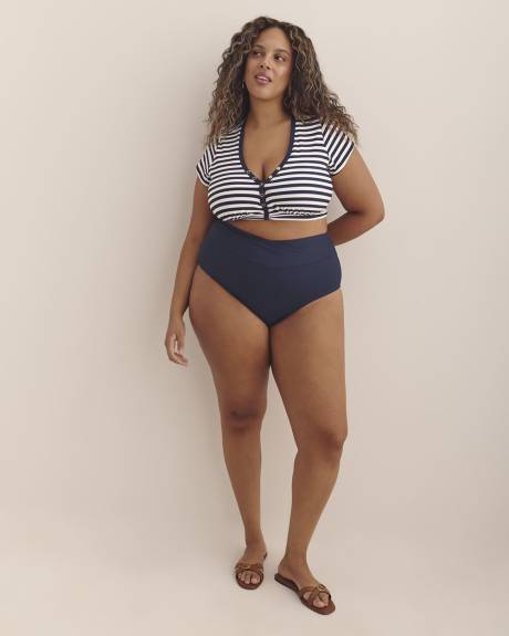 High-Waisted Ribbed Crisscross Swim Brief
