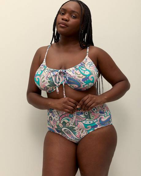 Floral-Print Collina Bra Swim Top - Raisins Curve