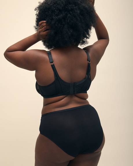 Culotte échancrée noire avec dentelle et mesh - Déesse Collection