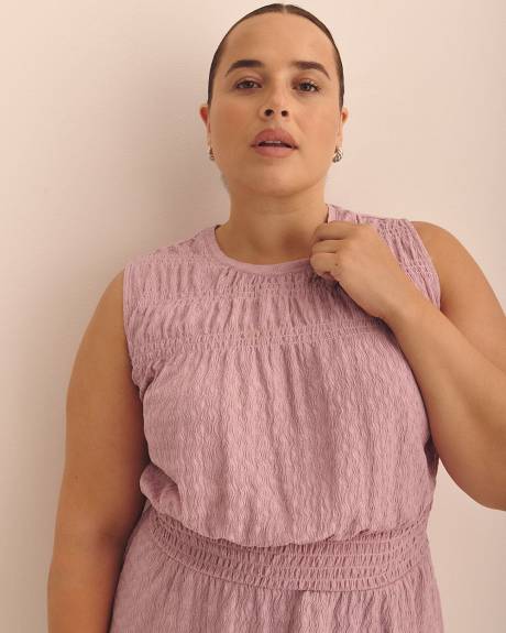 Smocked Sleeveless Knit Top