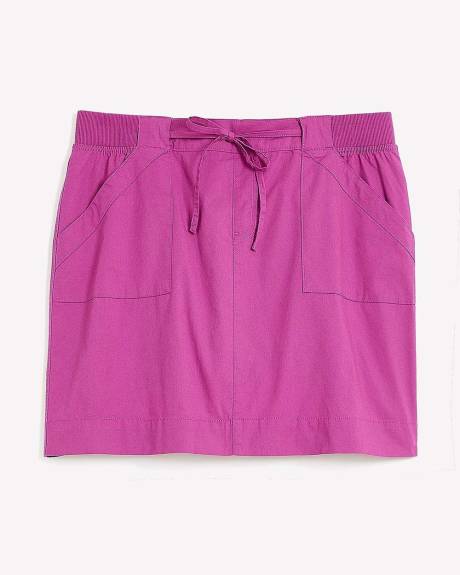 Cotton Skort With Ribbed Waistband