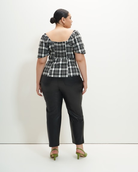 Plaid Blouse with Short Bubble Sleeves - Addition Elle