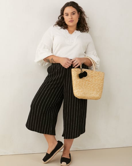 Pull-On Gaucho Pants, Striped