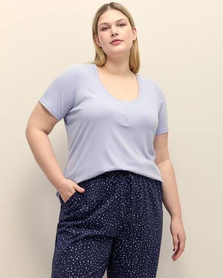 Round Neck Henley Pajama Top - ti Voglio