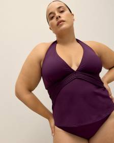 Purple V-Neck Tankini Top