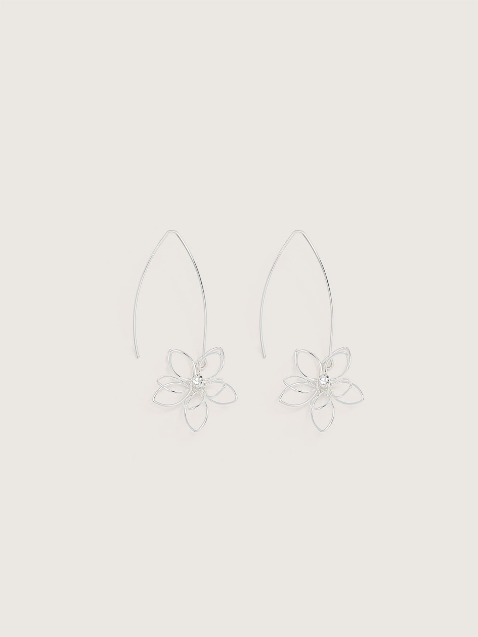 Silver Drop Floral Earrings - Addition Elle