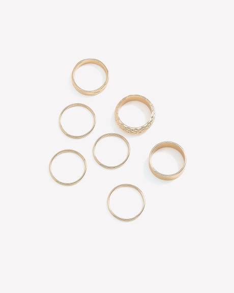 Assorted Golden Band Rings, Set of 7
