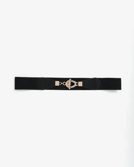 Black Elastic Waist Belt with Toggle Closure