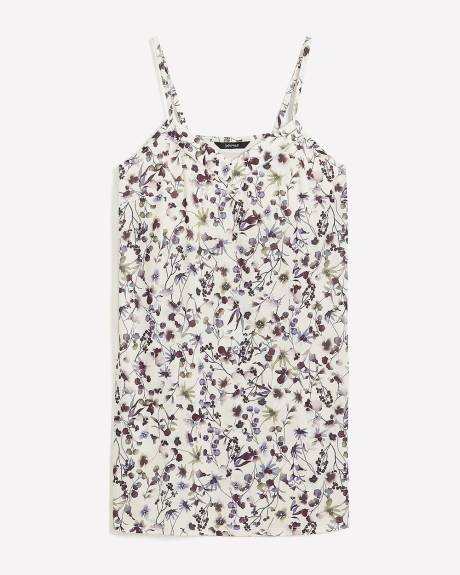 Robe de nuit en satin fleuri avec col en V - Déesse Collection
