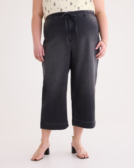 Responsible, High-Rise Wide-Leg Cropped Jeans, Black Wash - d/C JEANS