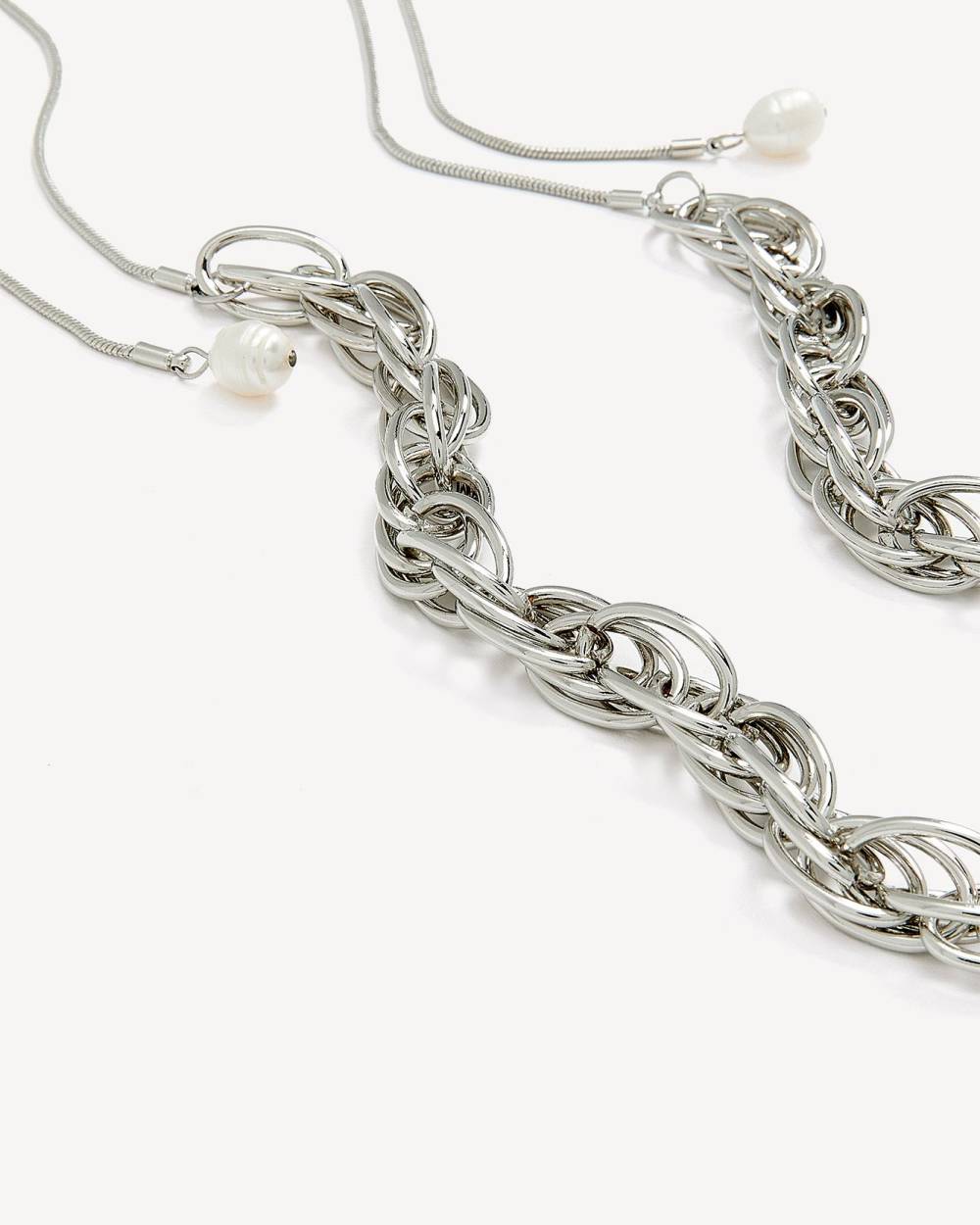 Twisted Chain Link Necklace with Pearl Drop Penningtons