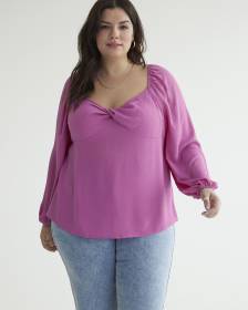Blouse unie à manches longues ballon