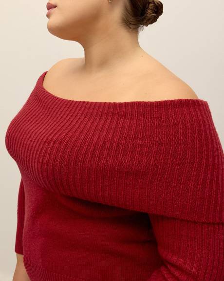 Folded-Over Off-Shoulder Sweater - Addition Elle