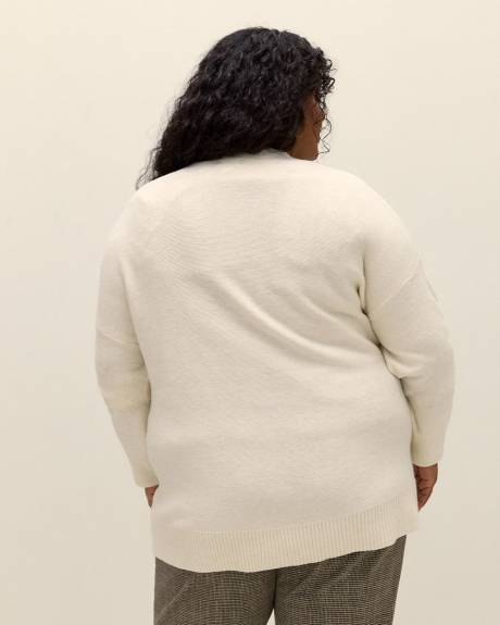Cardigan à mailles patchwork et col en V, tissu responsable