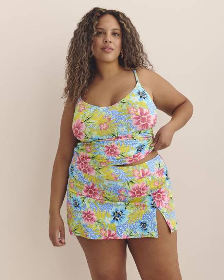 Tankini fleuri à col dégagé, avec armature flottante - Bleu Rod Beattie