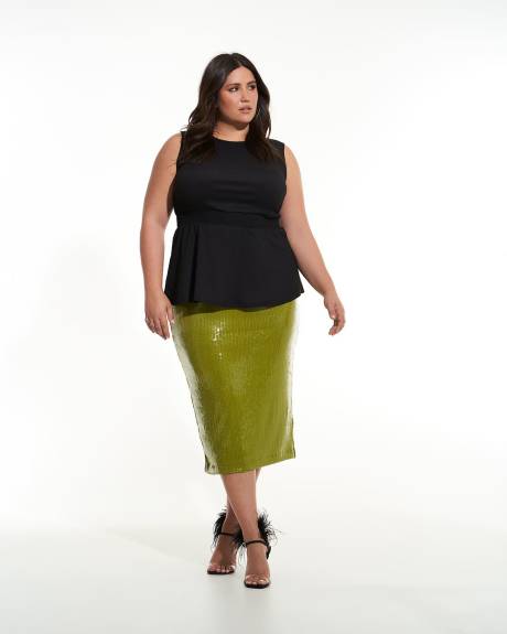 Sleeveless Knit Top with Smocked-Waist - Addition Elle