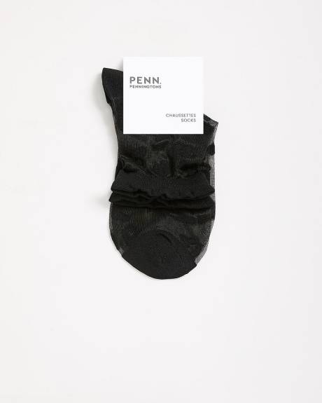 Chaussettes courtes noires en maille à motif de guépart