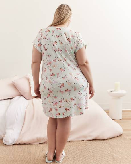 Chemise de nuit courte imprimée sans manches - ti VOGLIO