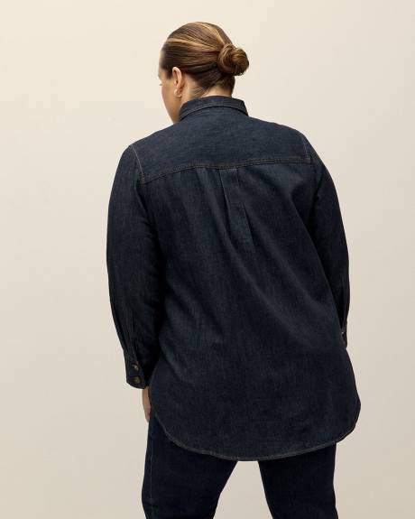 Denim Buttoned Down Tunic Shirt