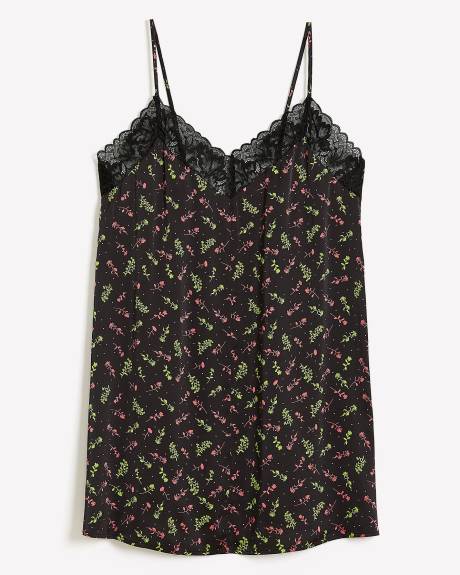 Sexy Floral Satin Nighty with Lace - Déesse Collection