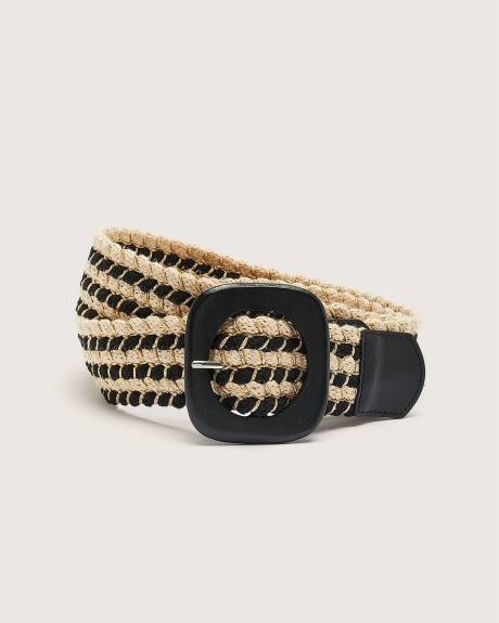 Ceinture en paille avec boucle en bois
