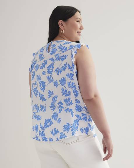 Blouse à motif de feuilles avec manches à volants
