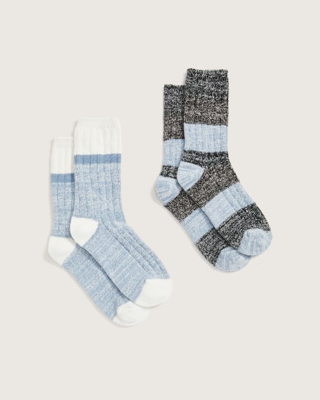 Printed Cozy Socks, 2 Pairs - tiVOGLIO
