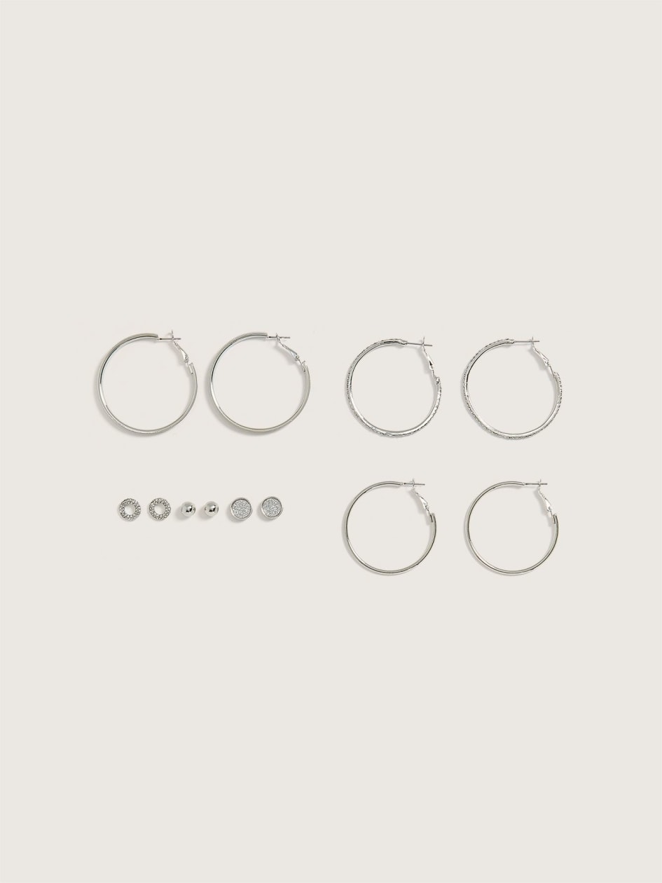 Assorted Paper Glitter Studs and Hoop Earrings, Set of 6