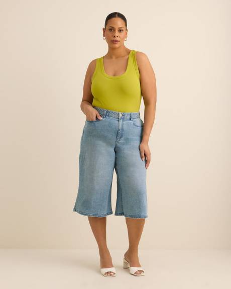 Jean culotte taille moyenne &agrave; jambe &eacute;vas&eacute;e, coupe galb&eacute;e - d/C JEANS