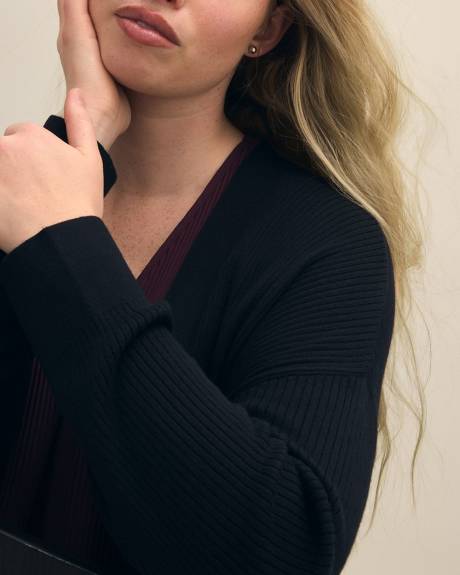 Responsible, Ribbed Open Cardigan
